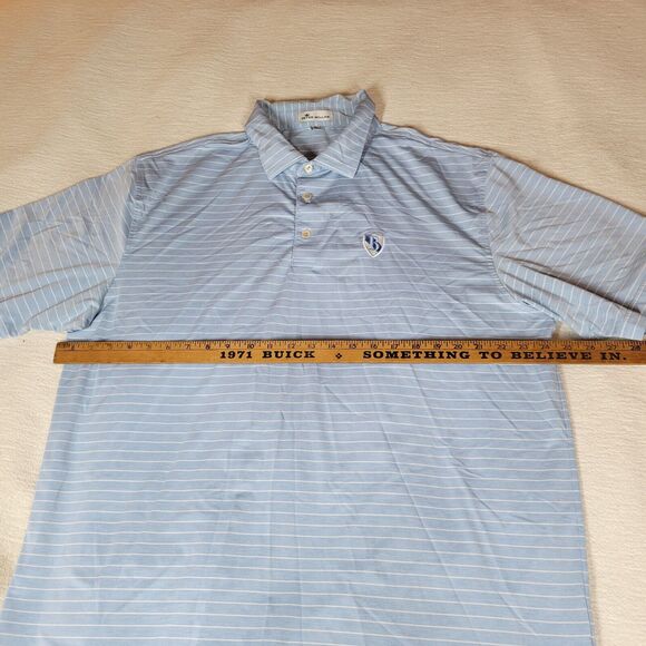 Peter Millar Polo Shirt Mens Blue Size XL Preppy Button Down Golf Striped Sports - Picture 11 of 15